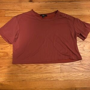 Lulu’s Red Orange Cropped Loose Tee T-Shirt Women’s Small